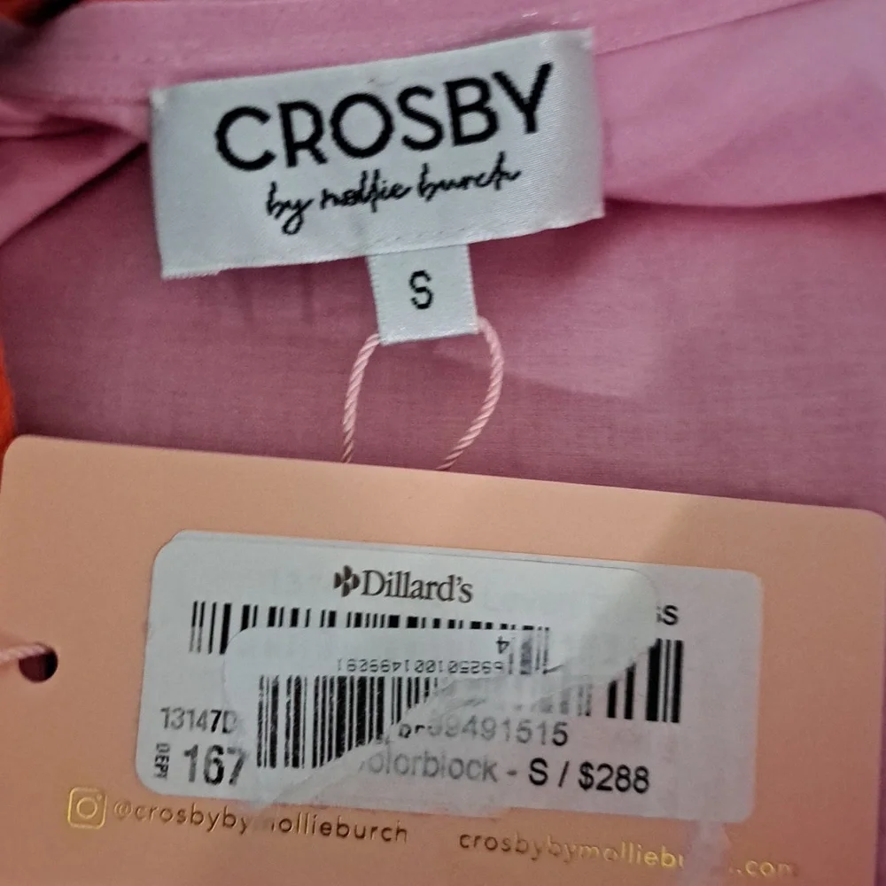 CROSBY by Mollie BurchLovett Colorblock Asymmetrical Neckline Short Puff Sleeve - Picture 8 of 11